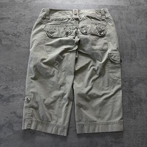 Vintage Y2K DKNY Cargo Capri Pants Green Skater Grunge Girl Size 4 Relaxed Fit